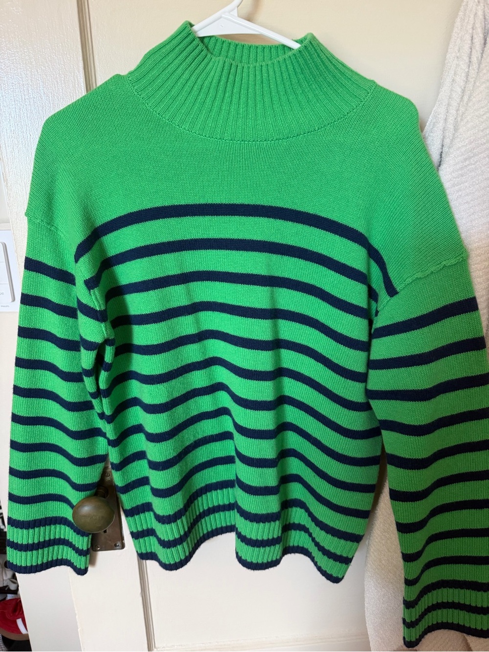 Rails Sasha Green and Navy Striped Mock Neck Sweater